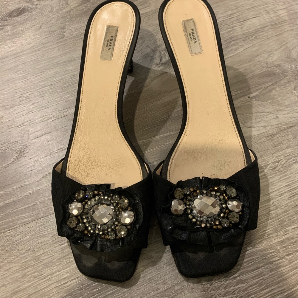 Prada satin mules
